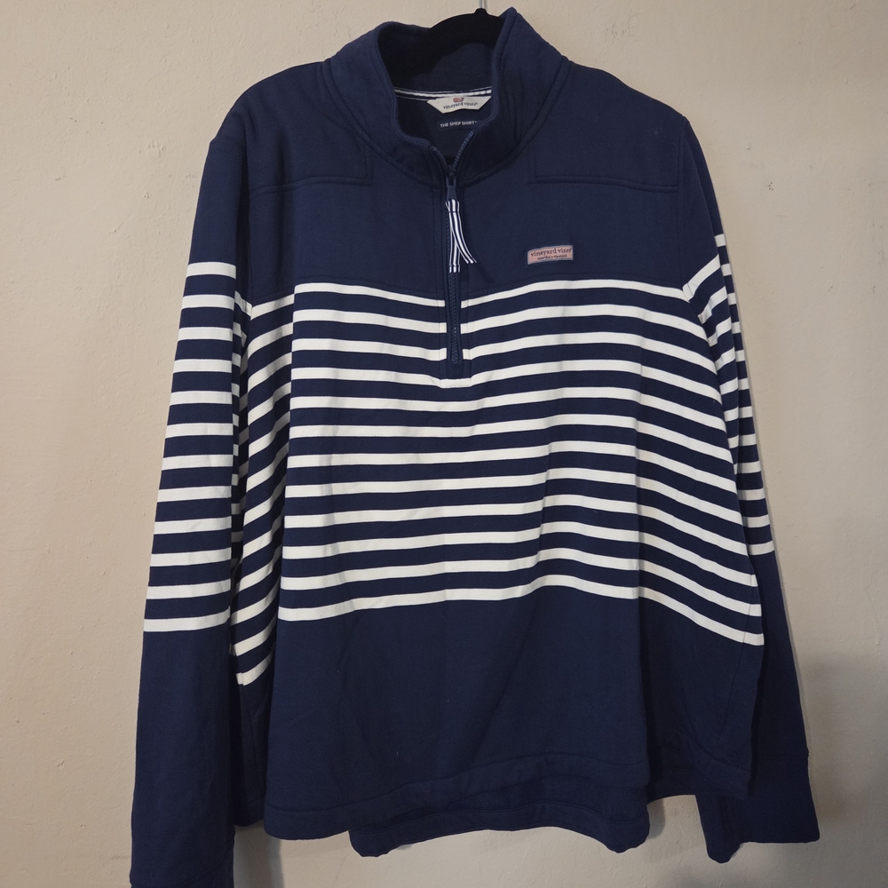 Vineyard Vines Navy and White Striped Sweatshirt